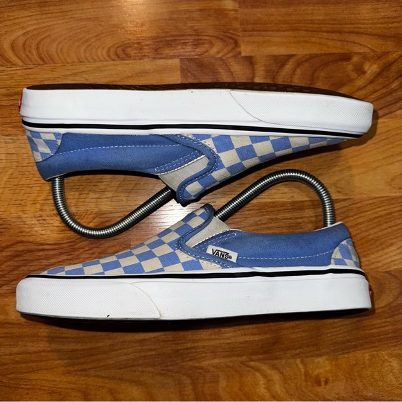 Vans Classic Slip On Checkerboard Shoes Men 6 Women 7.5 Blue White Check Sneaker - Picture 8 of 10